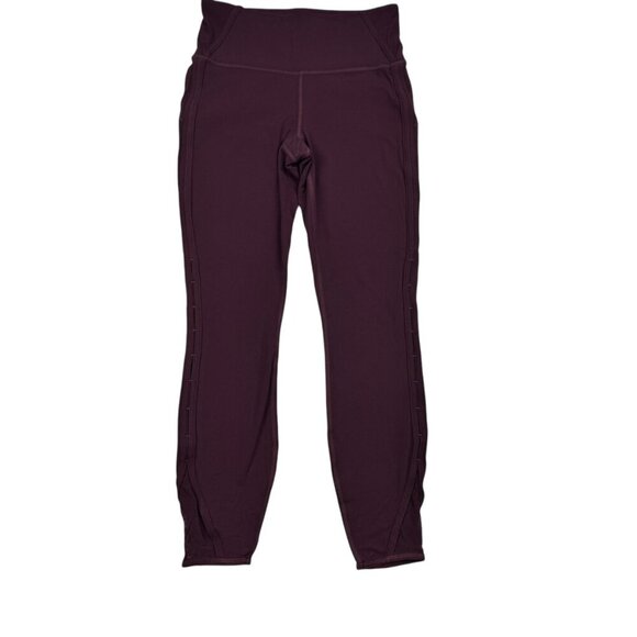 Athleta High-Rise Powervita Peekaboo 7/8 AthleticTight Maroon Women's Size Small - Picture 3 of 10